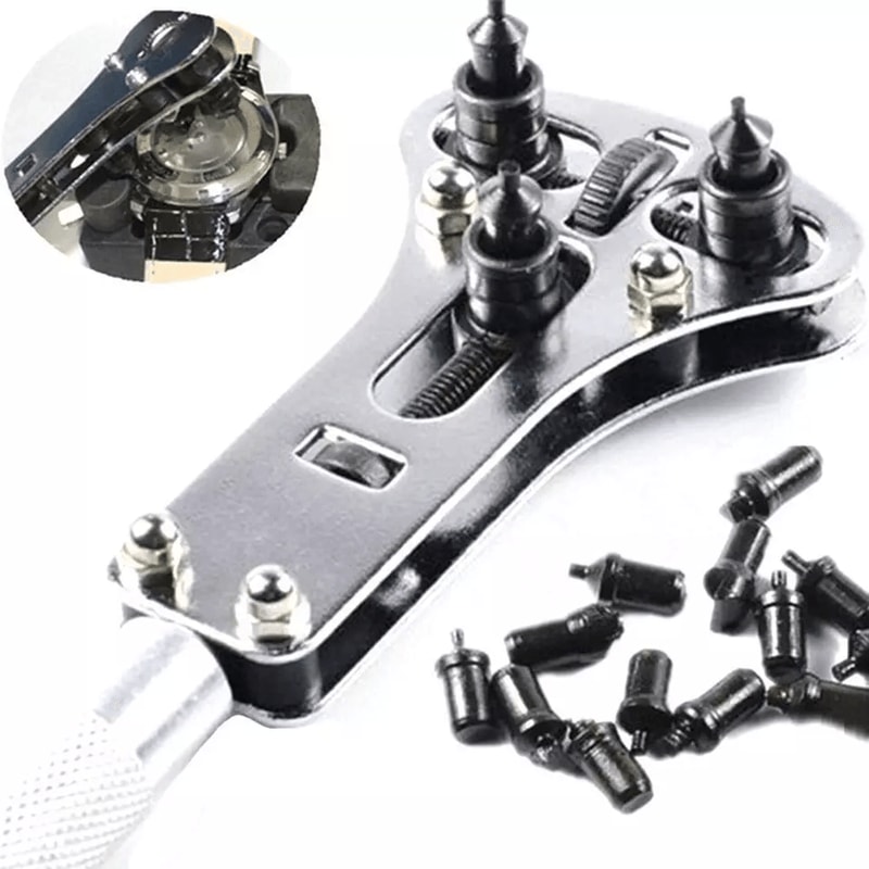 Heavy Duty Watch Case Opener Wrench Watch Band Back Cover Fixer Repair Tool Kit With Adjustable Bat 5
