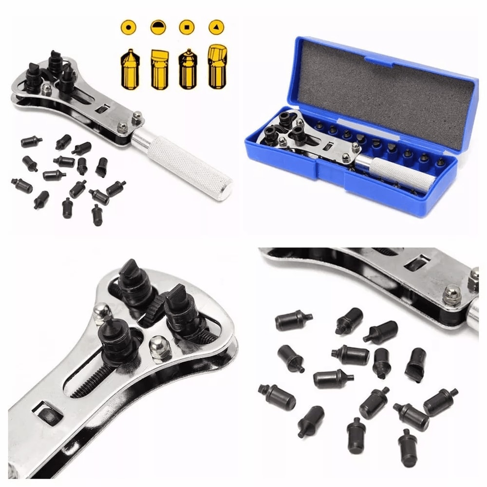 Heavy Duty Watch Case Opener Wrench Watch Band Back Cover Fixer Repair Tool Kit With Adjustable Bat 0