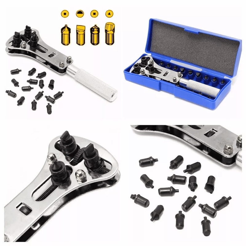 Heavy Duty Watch Case Opener Wrench Watch Band Back Cover Fixer Repair Tool Kit With Adjustable Bat 0