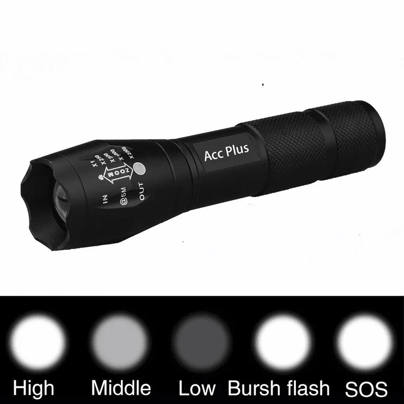 Military Grade Tactical Flashlight High Powered Zoomable Modes Aluminum Body LED Flashlight For Eme 1