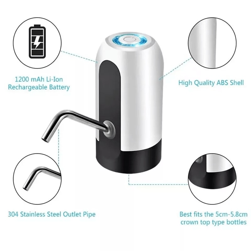 Electric Automatic Water Bottle Pump Dispenser USB Charging Universal Switch For 5 Gallon Bottled 5