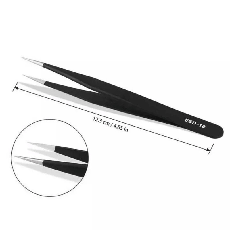 6Pcs ESD Antistatic Tweezers Set Precision Stainless Steel Tools For Electronics Maintenance And Re 7