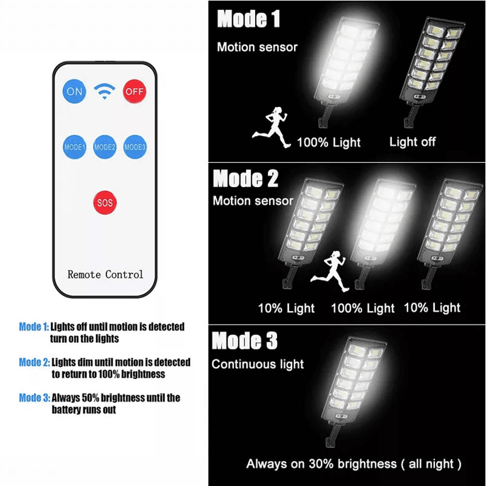 Solar Lights Outdoor 504 LED Motion Sensor Patio Lights IP65 Waterproof 3 ModesWallMounted Security 3
