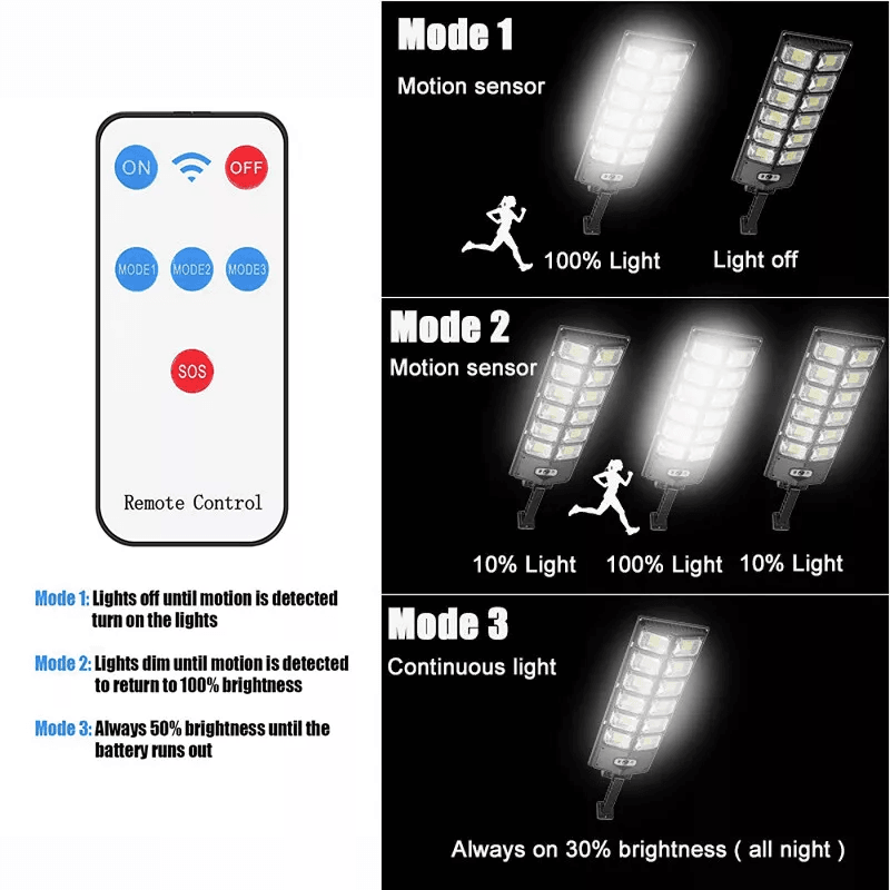 Solar Lights Outdoor 504 LED Motion Sensor Patio Lights IP65 Waterproof 3 ModesWallMounted Security 3