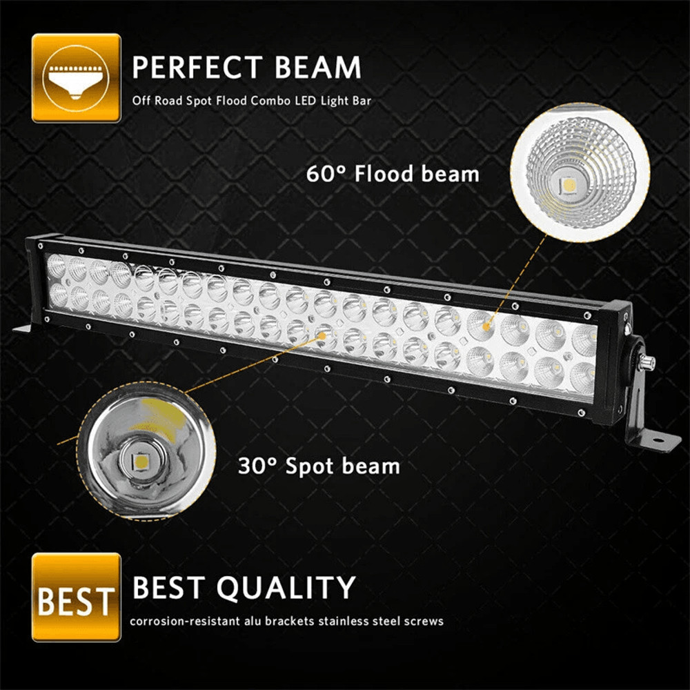 22 Inch 1200W LED Light Bar Dual Row Spot Flood Combo Beam Lamp For 4WD Truck SUV ATV OffRoad Work 0