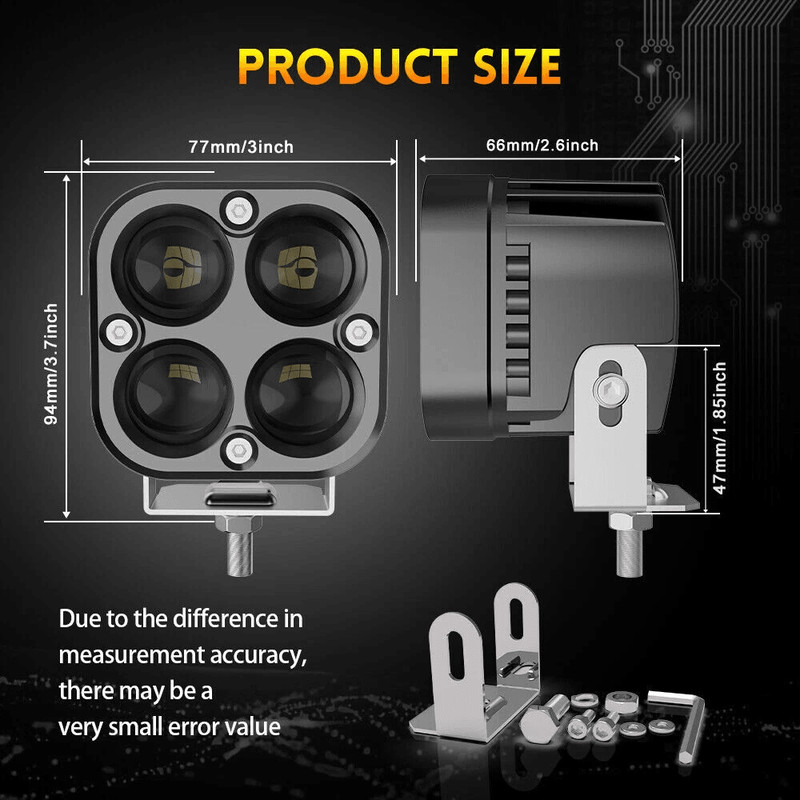 3Inch LED Cube Pods Work Lights Bar 40W Spot Fog Lamps For Jeep Offroad SUV ATV UTV Truck Boat 12V2 1