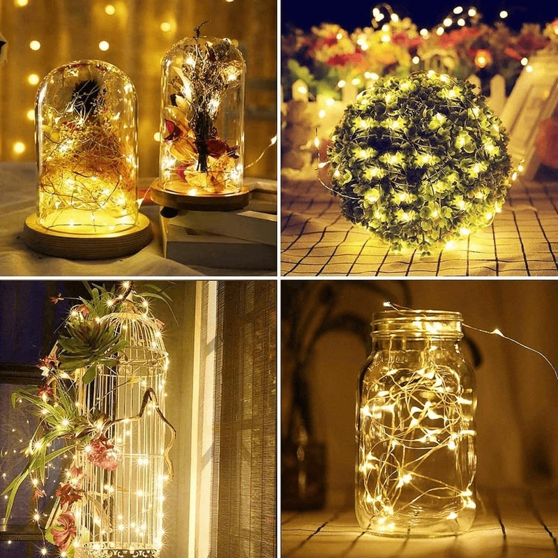 LED Outdoor Solar Fairy String Lights Copper Wire Waterproof Garden Lights 1