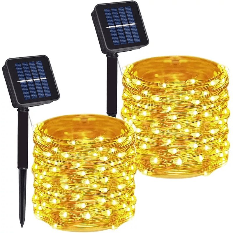 LED Outdoor Solar Fairy String Lights Copper Wire Waterproof Garden Lights 4