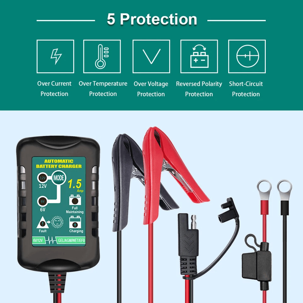 Trickle Battery Charger Maintainer For Car Motorcycle RV ATV 4