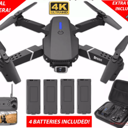 new rc drone with hd dual camera, wifi fpv foldable quadcopter + battery, 4k aerial drone with optical flow & altitude