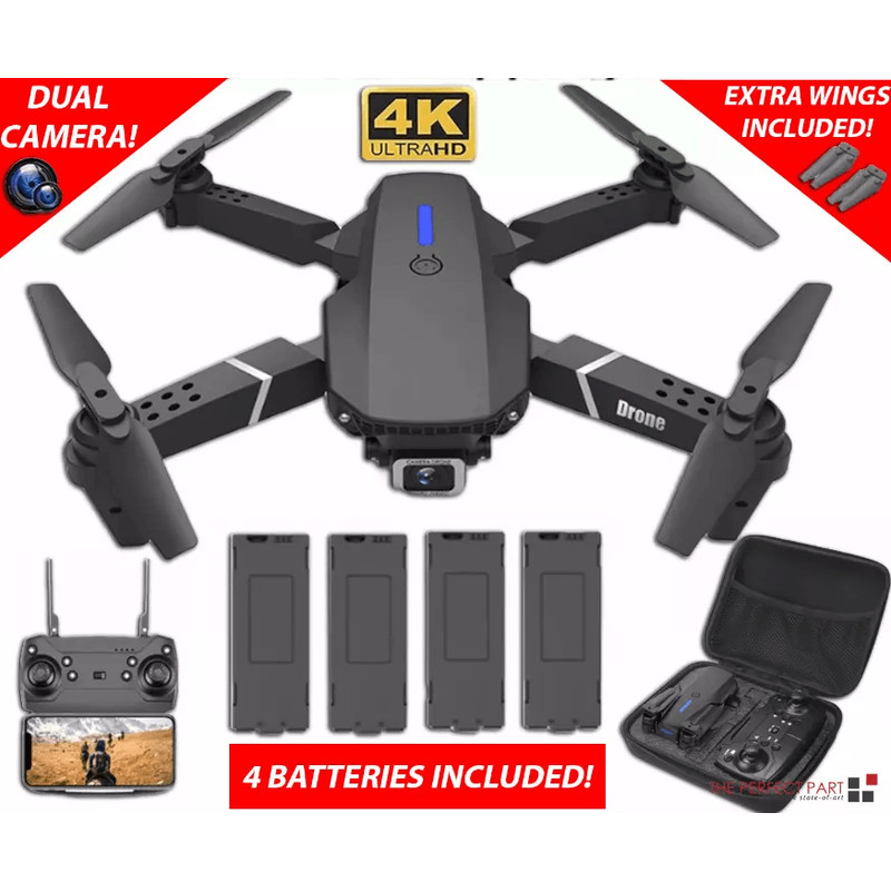 New RC Drone With HD Dual Camera WiFi FPV Foldable Quadcopter Battery 4K Aerial Drone With Optical 0