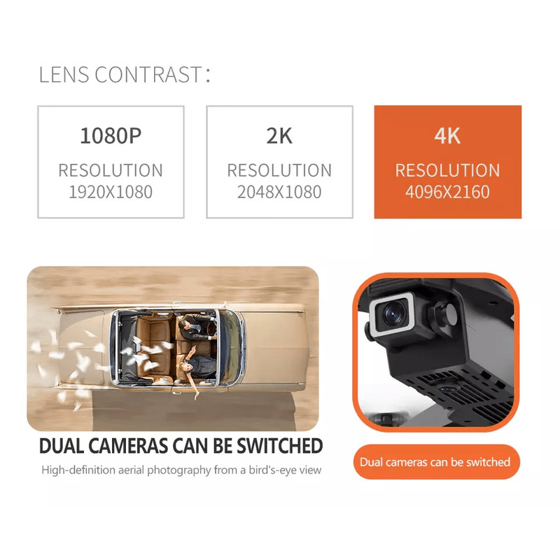 New RC Drone With HD Dual Camera WiFi FPV Foldable Quadcopter Battery 4K Aerial Drone With Optical 13