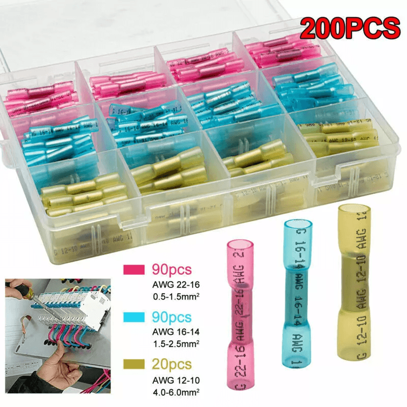 Heat Shrink Butt Wire Splice Connectors Seal Crimp Terminals Assorted Waterproof Electrical Crimp K 9