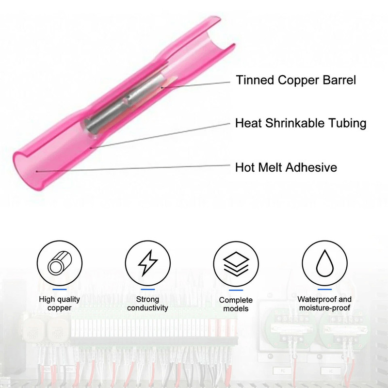 Heat Shrink Butt Wire Splice Connectors Seal Crimp Terminals Assorted Waterproof Electrical Crimp K 4