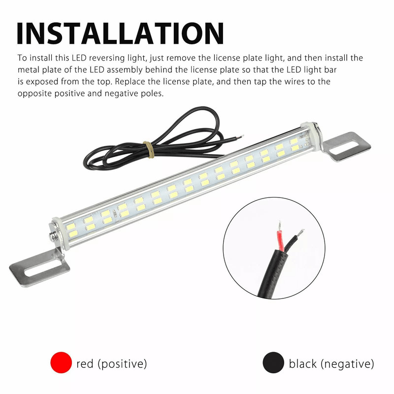 Universal License Plate LED Backup Light 12V 6000K Super White Waterproof Aluminum Bar For Car Truc 6