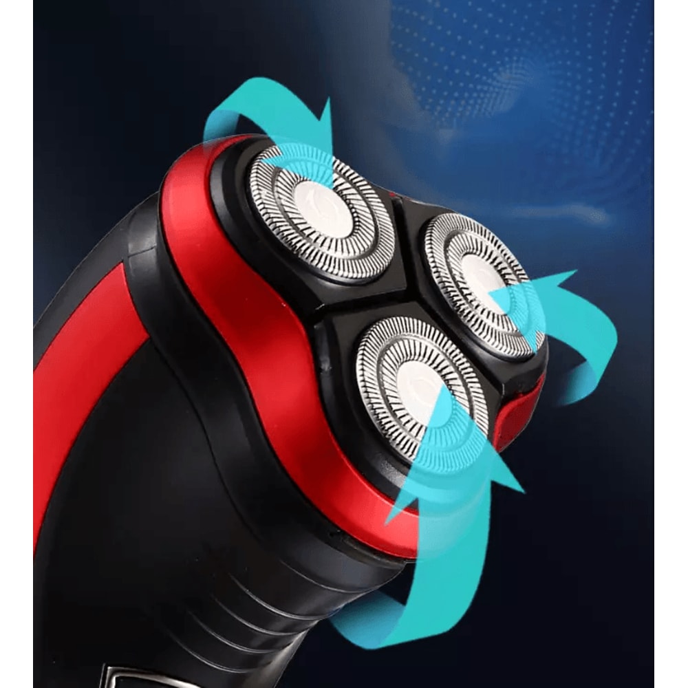 Cordless Mens Razor Rotary Waterproof Electric Shaver Wet Dry Grooming Tool With PopUp Trimmer And 4