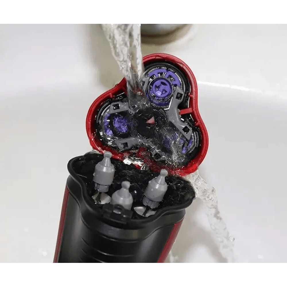 Cordless Mens Razor Rotary Waterproof Electric Shaver Wet Dry Grooming Tool With PopUp Trimmer And 6