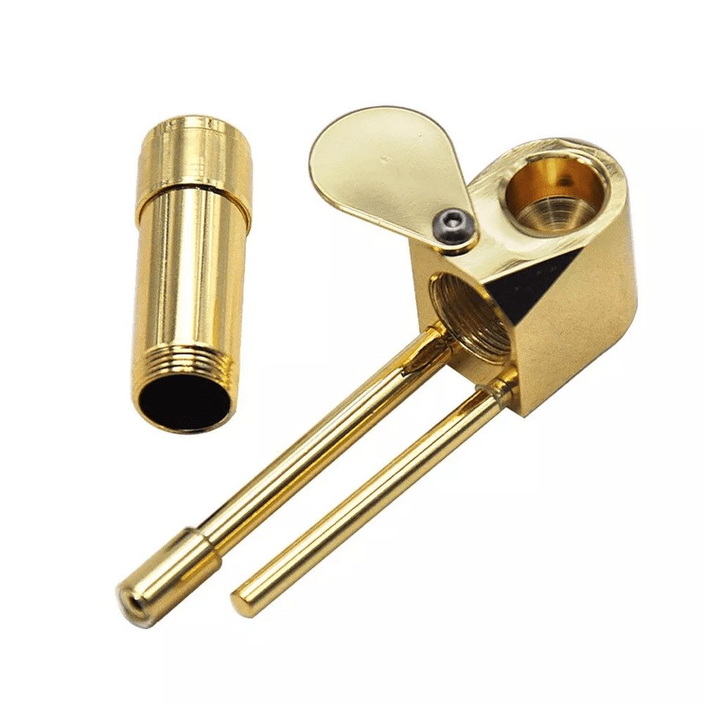 Brass Tobacco Smoking Pipe Stash Storage Cylinder Chamber Metal Pipe W Lid Bowl Durable Compact Poc 8