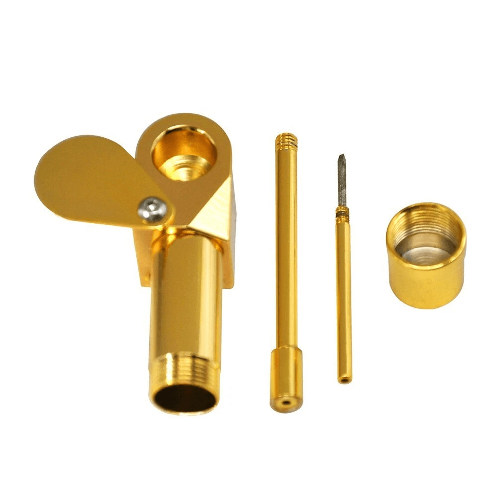 Brass Tobacco Smoking Pipe Stash Storage Cylinder Chamber Metal Pipe W Lid Bowl Durable Compact Poc 0