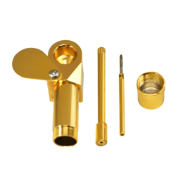brass tobacco smoking pipe, stash storage cylinder chamber, metal pipe w/ lid bowl, durable compact pocket smoking pipe