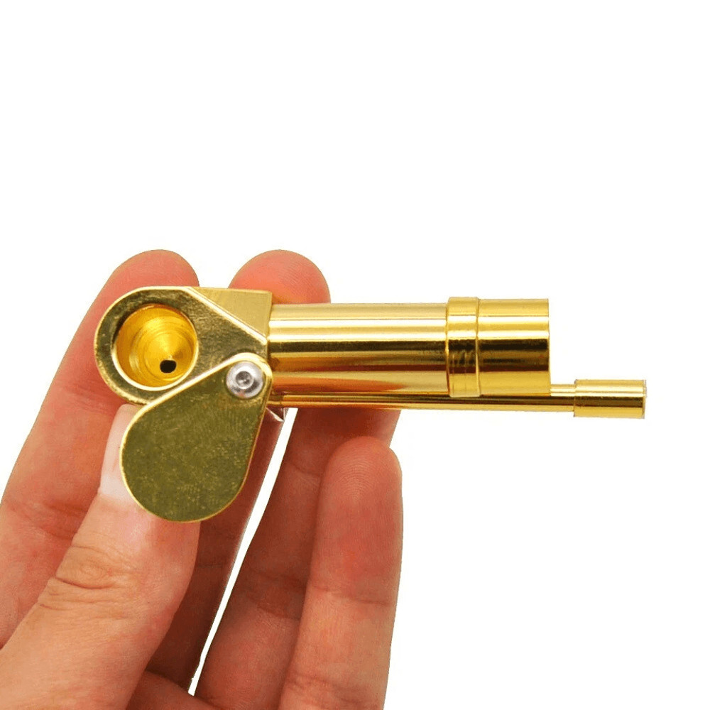 Brass Tobacco Smoking Pipe Stash Storage Cylinder Chamber Metal Pipe W Lid Bowl Durable Compact Poc 3