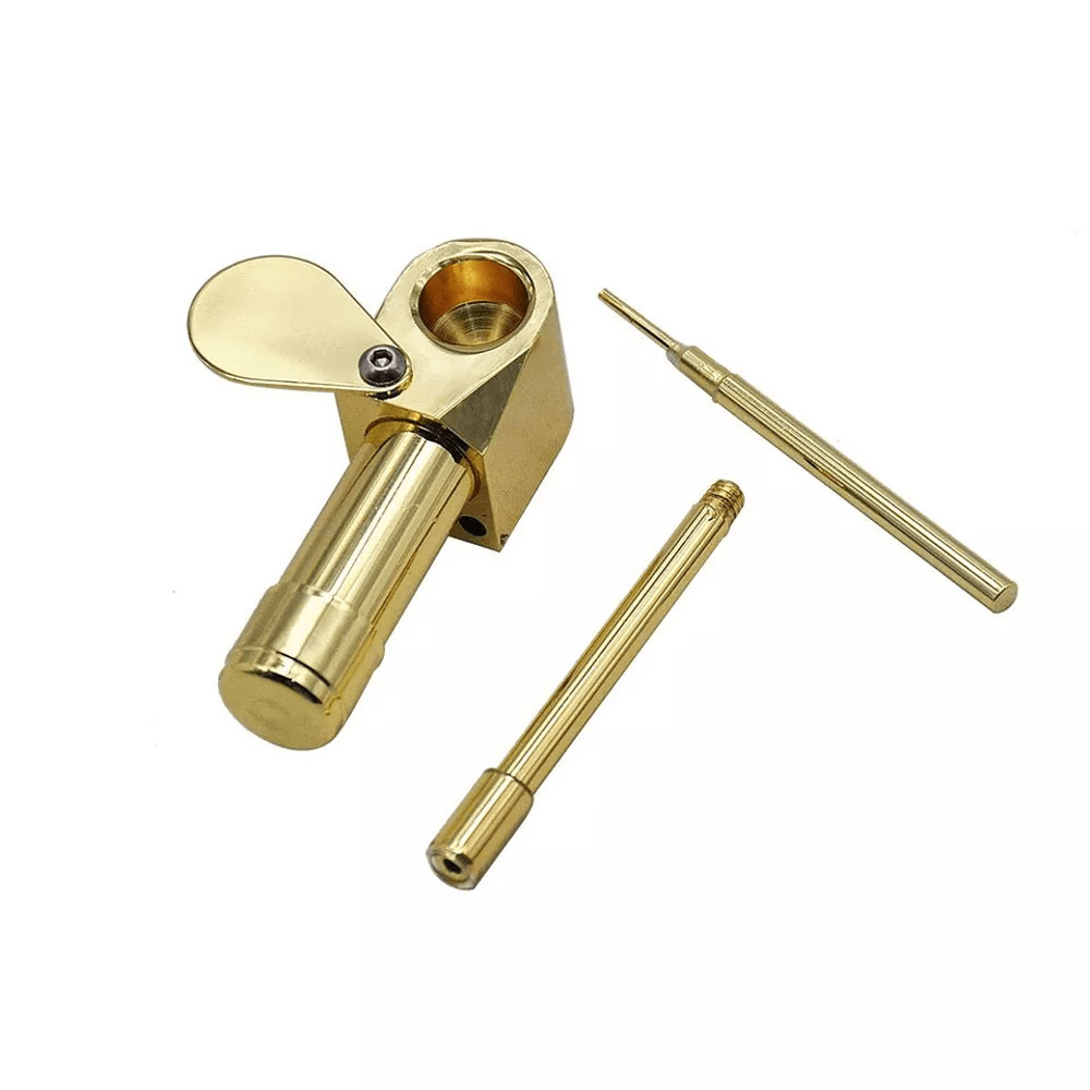 Brass Tobacco Smoking Pipe Stash Storage Cylinder Chamber Metal Pipe W Lid Bowl Durable Compact Poc 7