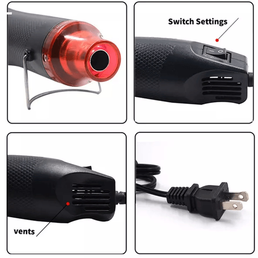 Hot Air Mini Heat Gun For DIY Crafts Electric Embossing Tool With Nozzles For Paint Drying Resin Cl 5