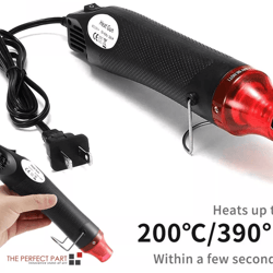 hot air mini heat gun for diy crafts, electric embossing tool with nozzles for paint drying, resin, clay, candle
