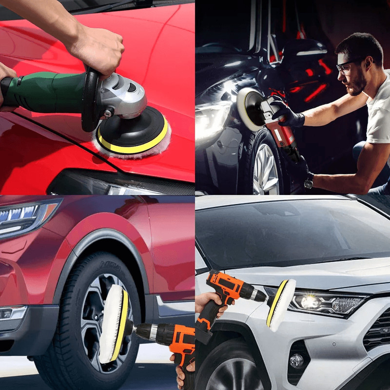 Buffing Polishing Pad Wool Wheel Kit Mop Set For Car Polisher With Drill Adapter For Auto Detailing 4