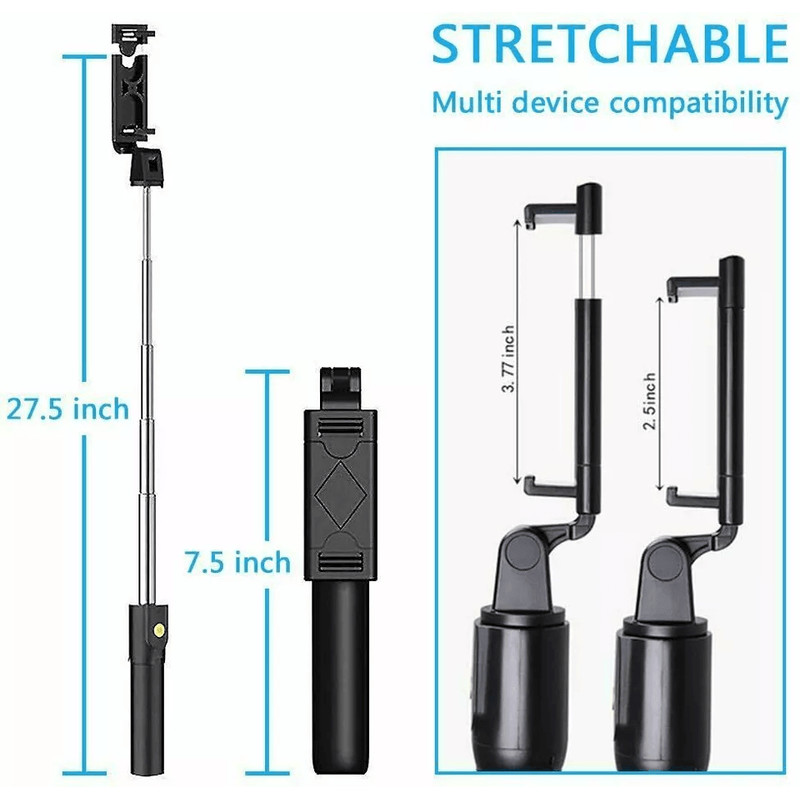 Bluetooth Selfie Stick Tripod Stand Extendable Remote Desktop Cell Phone Holder Adjustable Lightwei 7