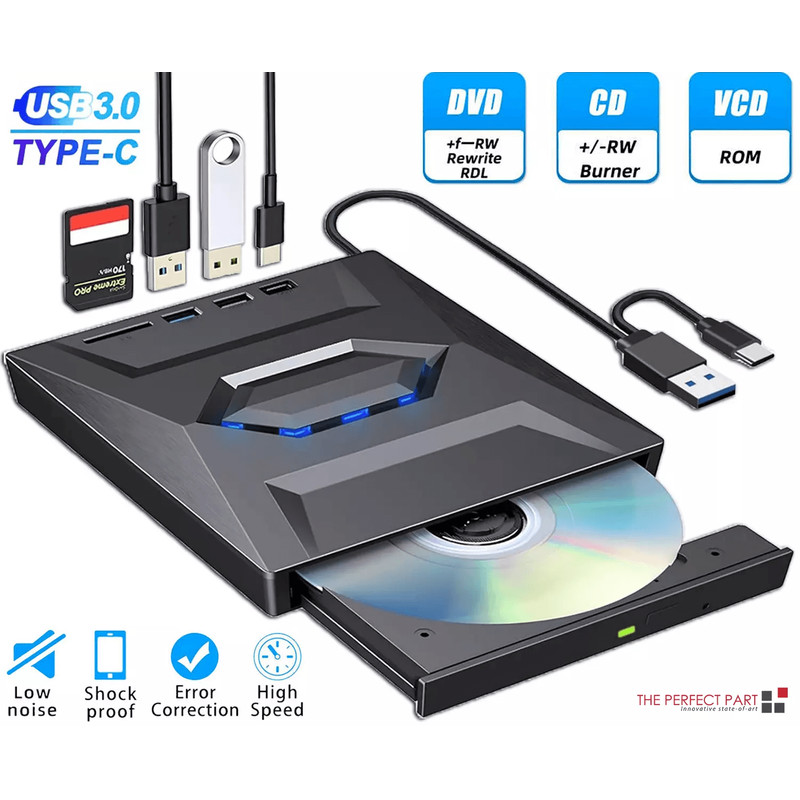 External CD DVD Drive USB Writer Burner Player For PC Laptop Windows Mac Portable Optical Drive Wit 0