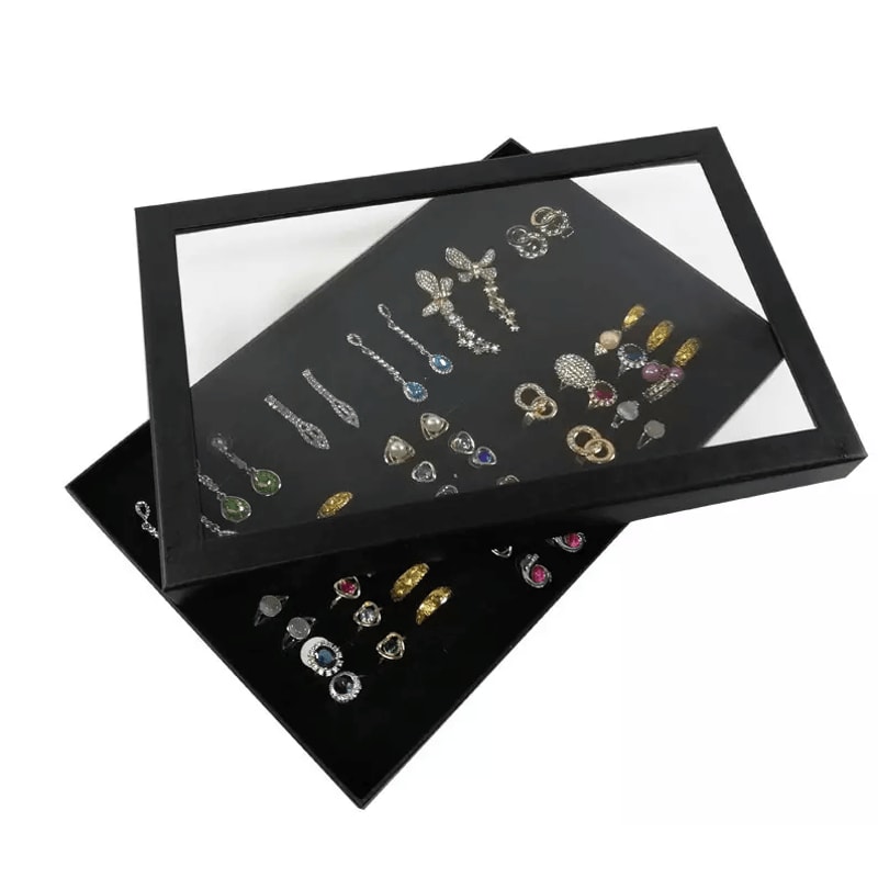 Jewelry Ring Display Organizer Tray Holder Storage Box For Earrings Rings 2