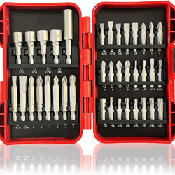 impact screwdriver bit set with magnetic nut drivers, torx, phillips, hex, slotted for power drills