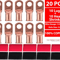 AWG Gauge Copper Lugs W BLACK RED Heat Shrink Ring Terminals Wire Crimp Connectors For Battery Inv 0