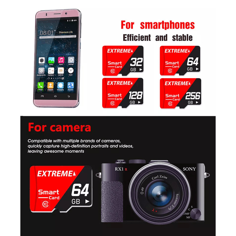 TF Card Ultra Class High Speed Memory For Micro SD Card Fast Read Write For Phones Cameras Laptops 2