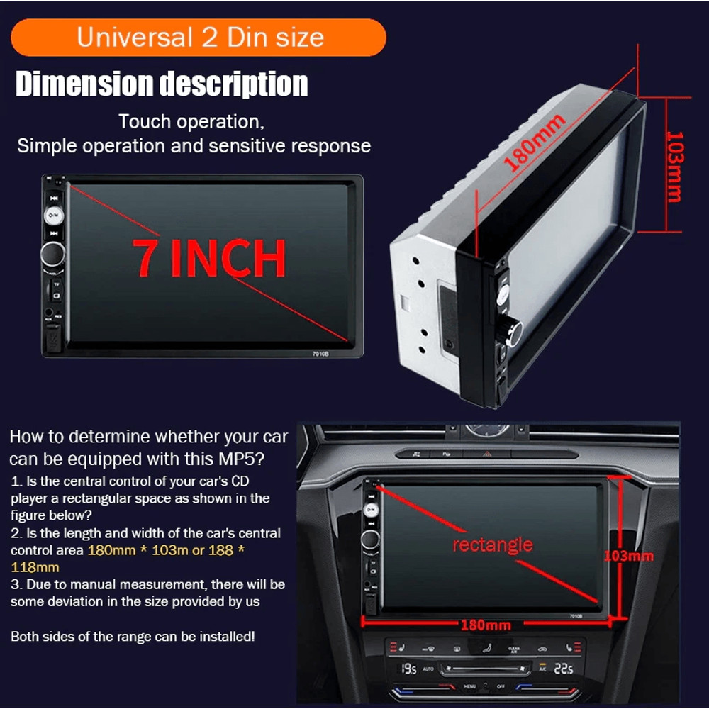 Car Stereo MP5 Player Bluetooth Touchscreen Radio With Rearview Camera 1