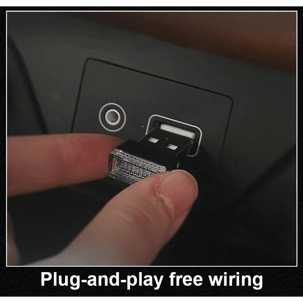 Mini Blue LED USB Car Interior Light Set Ambient Neon Atmosphere Lamps For Cars Laptops And Bedroom 9