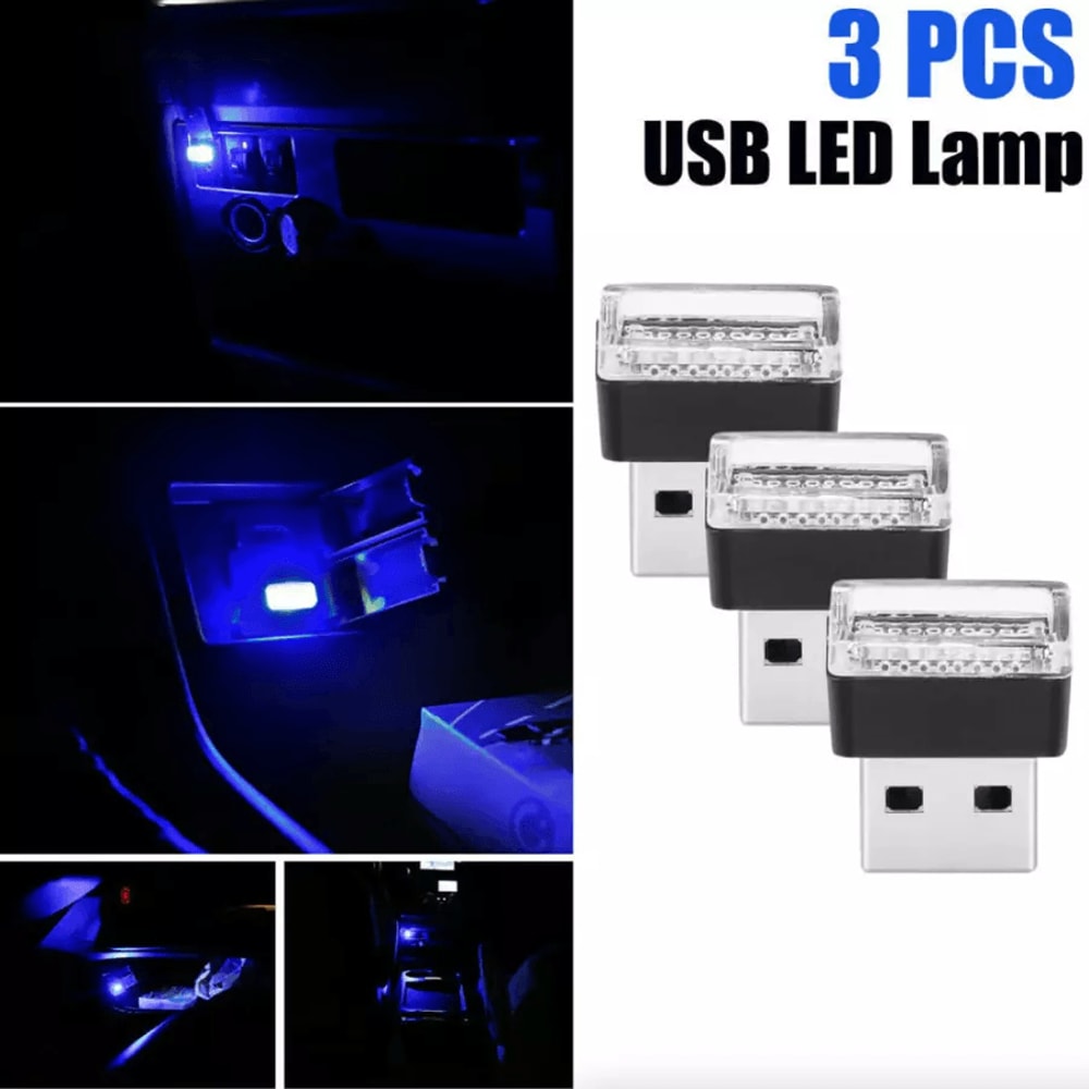 Mini Blue LED USB Car Interior Light Set Ambient Neon Atmosphere Lamps For Cars Laptops And Bedroom 5