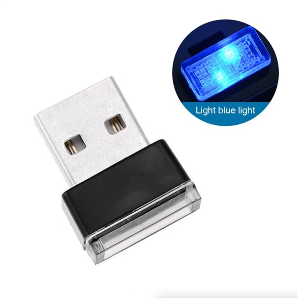 Mini Blue LED USB Car Interior Light Set Ambient Neon Atmosphere Lamps For Cars Laptops And Bedroom 13
