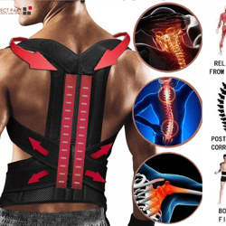 adjustable posture corrector low back support shoulder brace belt for men women, pain relief lumbar support