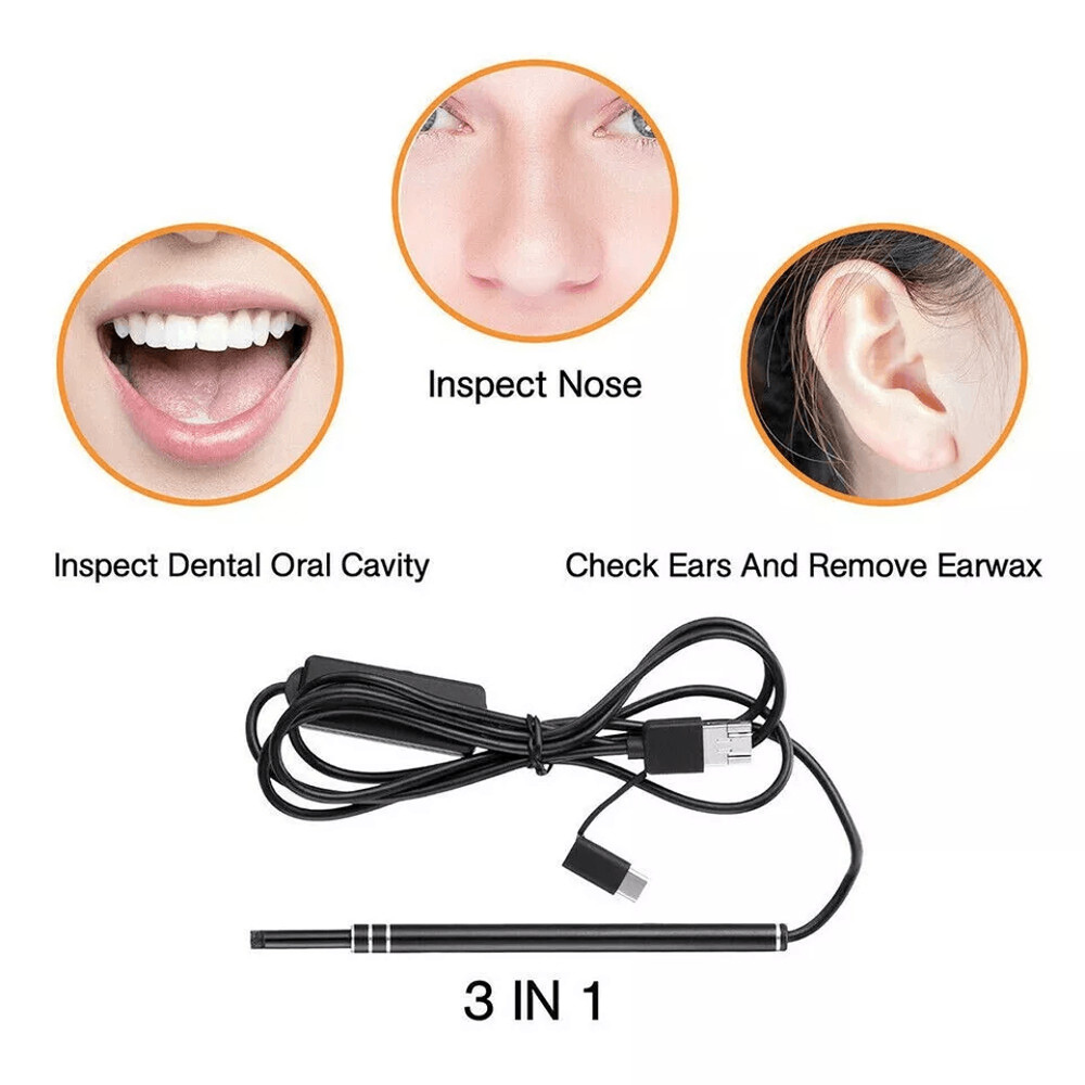 HD LED Ear Endoscope Otoscope Camera Tool Ear Wax Cleaning Camera Cleaner Removal Kit With USB Type 1