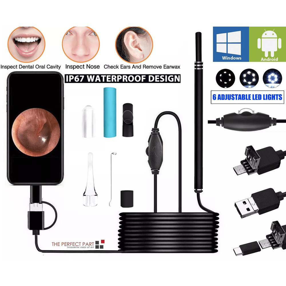 HD LED Ear Endoscope Otoscope Camera Tool Ear Wax Cleaning Camera Cleaner Removal Kit With USB Type 0