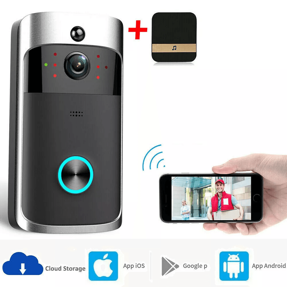Smart Wireless WiFi Video Doorbell With Intercom Security Camera HD Night Vision Motion Detection 3