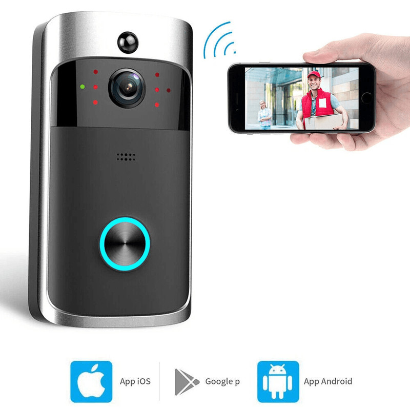 Smart Wireless WiFi Video Doorbell With Intercom Security Camera HD Night Vision Motion Detection 4