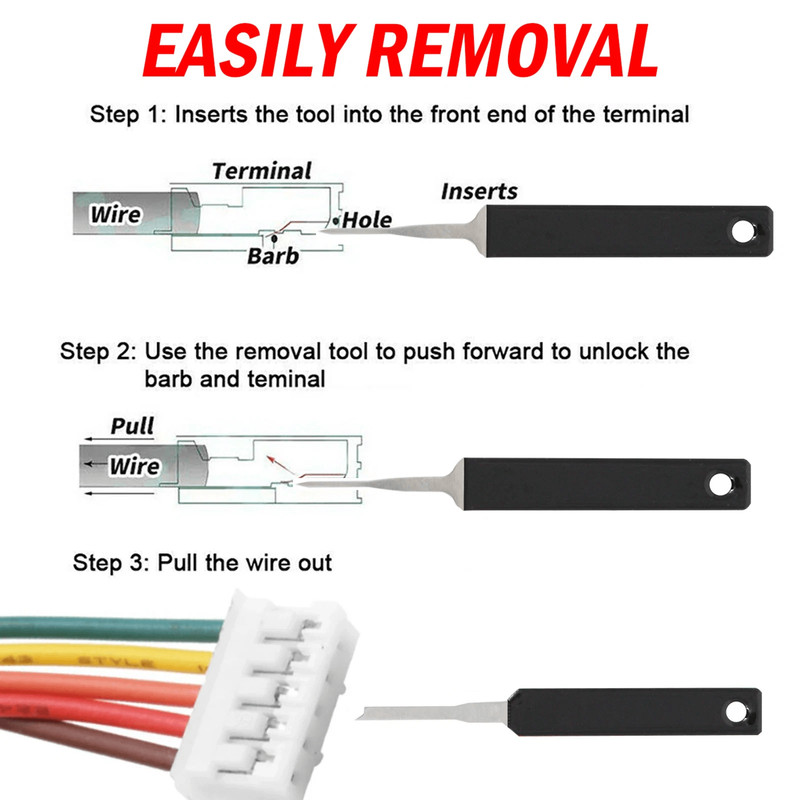 18Pcs Heavy Duty Car Terminal Removal Kit  Thick Wire Connector Pin Release Tool Set For Automotive 9