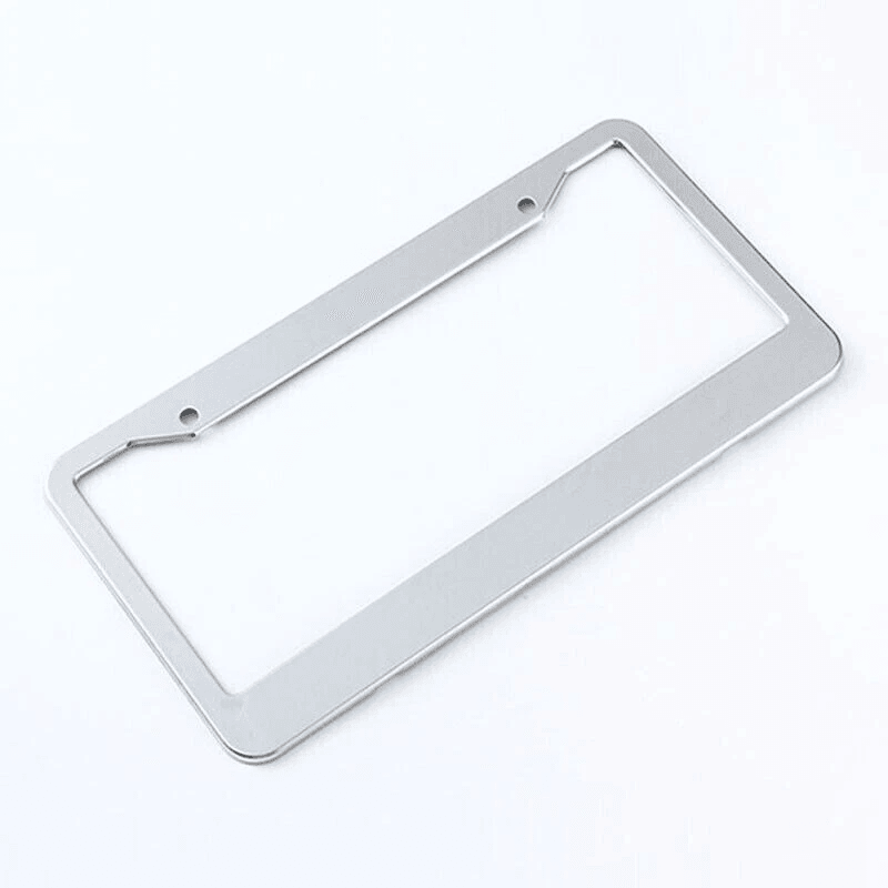 2PCS Chrome Stainless Steel License Plate Frame Set RustProof Metal Tag Covers With Screw Caps For 5
