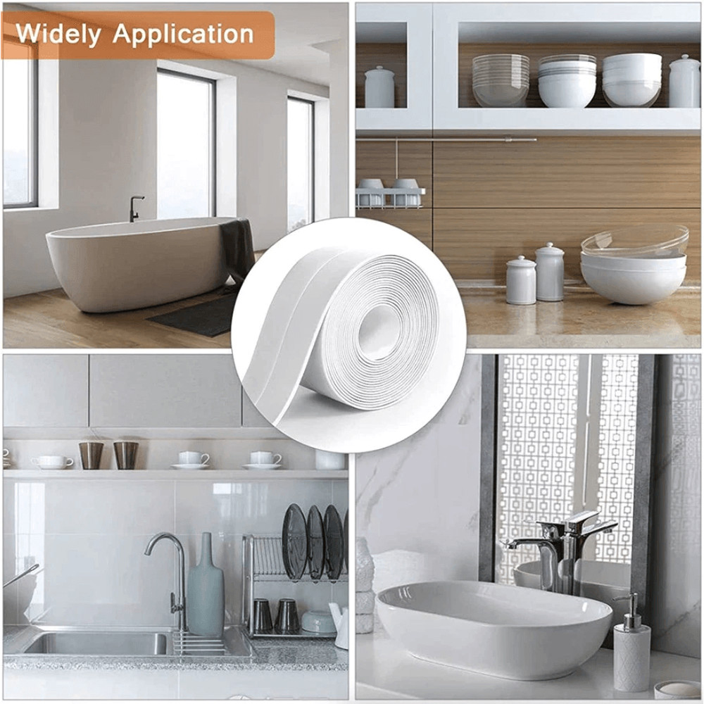PVC Self Adhesive Caulk Sealing Strip Tape For Kitchen Wall Sink Toilet Waterproof Flexible Trim Fo 2