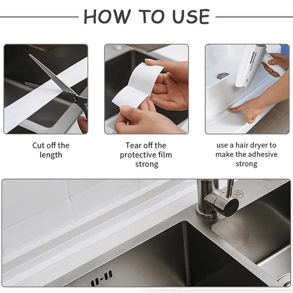 PVC Self Adhesive Caulk Sealing Strip Tape For Kitchen Wall Sink Toilet Waterproof Flexible Trim Fo 4
