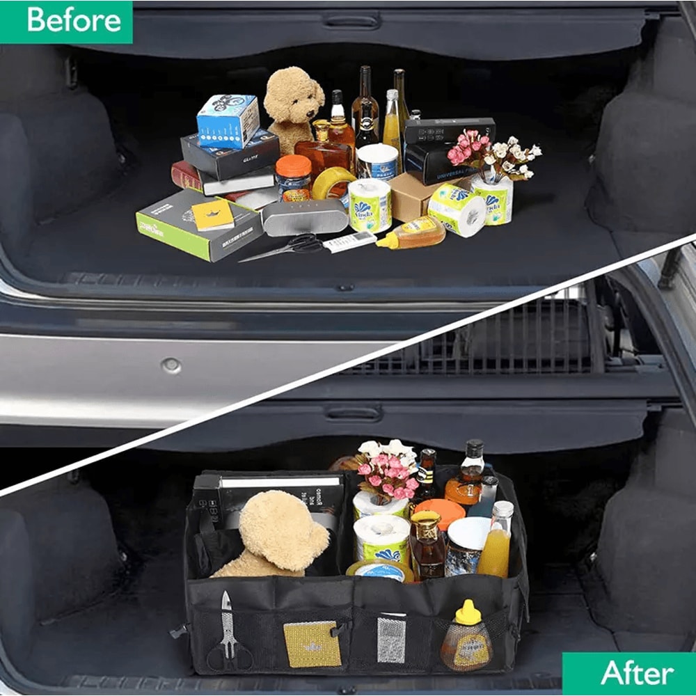 Heavy Duty Trunk Cargo Organizer Folding Storage Bin 40L For Car Truck SUV Waterproof Collapsible 2