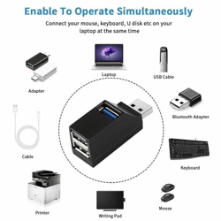 2 pcs usb 3.0 hub 3-port high speed splitter adapter box for pc laptop desktop portable plug and play usb expander